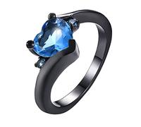 Campanello Non Cablato Gioielli a forma di cuori colorati da donna Anelli con zirconi a forma di cuore d'amore Il Signore Degli Anelli Gioielli (Light blue, 8)