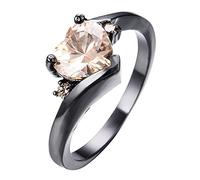 Campanello Non Cablato Gioielli a forma di cuori colorati da donna Anelli con zirconi a forma di cuore d'amore Il Signore Degli Anelli Gioielli (Beige, 7)