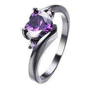 Campanello Non Cablato Gioielli a forma di cuori colorati da donna Anelli con zirconi a forma di cuore d'amore Il Signore Degli Anelli Gioielli (Purple, 9)