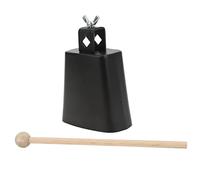 Campanello per Mucca in Metallo, Strumento a Percussione Manuale con Bacchetta per Batteria, Nero, Metallo + Acero, per Famiglia, Fattoria, Ranch (4 pollici 20 W)