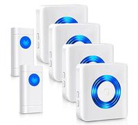 Campanello radio da esterno impermeabile, 4 ricevitori e 2 trasmettitori, set radio campanello Satisure, portata 400m/1300ft, 58 melodie, campanello d'ingresso per giardino, casa, ufficio