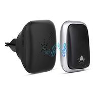 Campanello Radio Senza Batteria, PDGROW Campanello Senza Fili Impermeabile Campanello Wireless Autoalimentato con Una Portata di 150m, 38 Melodie, 4 Livelli di Volume e Flash LED - Nero