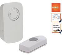 Perel Set campanello senza fili, con 1 ricevitore / 1 pulsante a batteria, impermeabile IP44, 32 melodie, portata 150 m, bianco