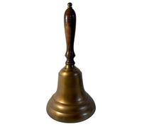 Campanello scolastico extra large in alluminio con manico in legno, 45 cm, finitura in ottone anticato, campanello di servizio