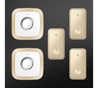 Campanello Senza Fili, Campanello Wireless Autoalimentato Impermeabile IP68, Campanello Radio Senza Batteria con Raggio d'azione 150M, modalità Mute, 3 Trasmettitore e 2 Ricevitori,d'oro