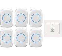 Campanello Senza Fili con 6 Ricevitori, Kit Campanello Impermeabile Ip44 A 300 M Rge, 36 Suonerie, 4 Livelli di Volume, Indicatore LED, White