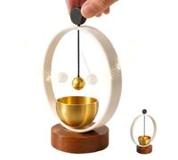 Campanello Sonoro Decorazione da Scrivania per la Casa con Base in Legno e | Rintocco Metallico di Meditazione Per Soggiorno Camera Da Letto Libreria Armadietto Tavolo Comodino Yoga