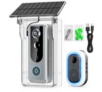 Campanello Video Wireless, WiFi 2.4G con Copertura Solare e Anti-Pioggia | Campanello da interno con 38 suonerie e 3 livelli di volume per avvisi chiari ai visitatori in tutta la casa(white)