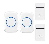 Campanello Wireless autoalimentato, con Portata di 200 m, 38 Suoni, 3 Livelli di Volume reabili, 2 Pulsanti del Campanello, 2 ricevitori a Spina, Ideale per casa/Ospedale/Ufficio, Nero, Bianco