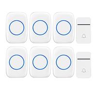 Campanello Wireless autoalimentato, con Portata di 200 m, 38 Suoni, 3 Livelli di Volume reabili, 2 Pulsanti del Campanello, 6 ricevitori a Spina, Ideale per casa/Ospedale/Ufficio, Nero, Bianco