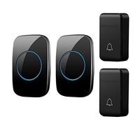 Campanello Wireless autoalimentato, con Portata di 200 m, 38 Suoni, 3 Livelli di Volume reabili, 2 Pulsanti del Campanello, 2 ricevitori a Spina, Ideale per casa/Ospedale/Ufficio, Nero, Bianco