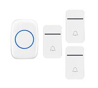 Campanello Wireless autoalimentato, con Portata di 200 m, 38 Suoni, 3 Livelli di Volume reabili, 3 Pulsanti del Campanello, 1 Ricevitore a Spina, Ideale per casa/Ospedale/Ufficio, Bianco, Nero
