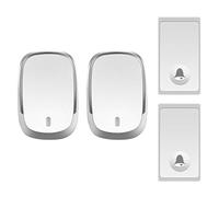 Campanello wireless autoalimentato impermeabile - 3 trasmettitori 2 ricevitori, portata 200M, 36 musiche polifoniche, argento oro(Silver)