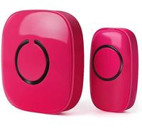 Campanello wireless modello C che funziona a oltre 500 metri di distanza, con oltre 50 suonerie, non richiede batterie per il ricevitore, colore rosso rosa