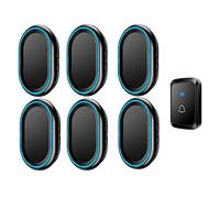 Campanello wireless per la casa, kit campanello im Wireless Waterproof Doorbell 300m Range 58 Tunes 4 Volume Levels Pack of 7 Black White(Black)