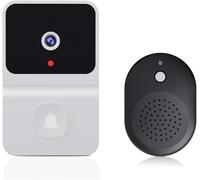 Campanello Wireless WiFi per Esterni con Telecamera HD, Campanello di Sicurezza, Visione Notturna, Videocitofono, Voce E per Monitor di Casa, Telefono di Casa, White