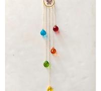 Campanile a Vento con Cristalli Gradiente con Farfalla Viola e Parasole Arcobaleno per Finestre, Decorazione da Giardino, Campanile per Casa, Decorazione da Appendere per il Cortile