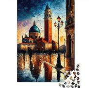 Campanile Veneziano Puzzle 1000 Pezzi Carta per Adulti Scena Notturna Riflessi Relax Concentrazione Interazione Familiare Regalo Casa 52x38cm/1000pcs