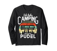 Campeggio Cane Camper Amo Camping Barboncino Vintage Maglia a Manica
