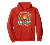 Campeggio Consulente Energia Avventura All'aperto Grafica Felpa con Cappuccio, Unisex per Adulti, Rosso, XL