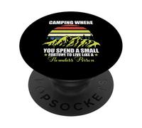 Campeggio dove spendi una piccola fortuna Vintage Camping Meme PopSockets PopGrip Adesivo