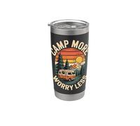 Campeggio More Worry Less Retro Camper Van Tramonto Camping Bicchiere termico in acciaio inox doppia parete