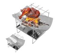 Campeggio pieghevole griglia for falò stufa a legna in acciaio inossidabile mini for barbecue braciere all'aperto a portatile for campeggio(With grilling net)