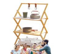 Campeggio pieghevole, Scaffale da campeggio pieghevole | Supporto portatile da campeggio a più livelli | Resistente all'usura compatta Tavolo da campeggio Per uso E