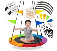 Campela Altalena a nido per esterni, 110 cm, altezza regolabile fino a 170 cm, portata 150 kg, sicura e facile da montare, comoda seduta per giardino, balcone, parco giochi e altalena per bambini