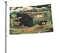 Camper Bear Welcome Garden Flag Bandiere Bifacciali 2x3 per Esterni, per Cortile, Patio, Prato Esterno