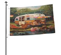 Camper Bear Welcome Garden Flag Bandiere Bifacciali 2x3 per Esterni, per Cortile, Patio, Prato Esterno
