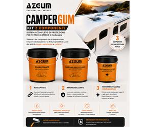CAMPER-GUM PRO Impermeabilzza, Risana, Protegge KIT : PRIMER + GUAINA + LUCIDO