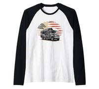 Camper RV Camo USA Flag T-Shirt Patriottica Camper Campeggio Maglia con Maniche Raglan