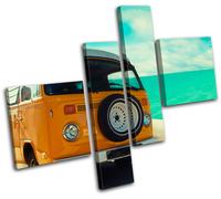 Camper Van Hippy Peace Beatle VW Retro Vintage Canvas Art Picture Print Photo
