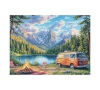 Camper Van Sunset Mountain Lake Camping Leisure Life Puzzle 500 Pezzi Rompicapo Creativo Artistico Stimolo Della Creatività Attività Per Il Tempo Libero Regalo Per Persone Creative 500 PCS