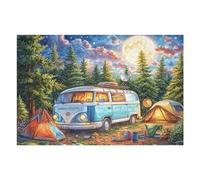 Camper Van Tent Autumn Forest Camping Leisure Life Puzzle 1000 Pezzi Rompicapo Difficile Adulti Collezionisti Per Amanti Del Puzzle Intelligenza E Relax Pressione Ridotta Regalo 1000 PCS