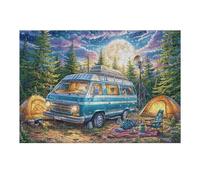 Camper Van Tent Forest Camping Leisure Life Puzzle 300 Pezzi Pressione Ridotta Adulti Rompicapo Rilassante Giochi Da Tavolo Indoor Idea Regalo Natale Per Padre E Nonno 300 PCS