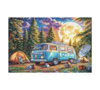 Camper Van Tent Pine Forest Camping Leisure Life Puzzle 1000 Pezzi Giochi Da Tavolo Per Serate Happy Time Divertimento in Gruppo Rilassamento E Convivialità Regalo Per Amici 1000 PCS
