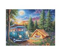 Camper Van Tent Pine Forest Camping Leisure Life Rural Puzzle 500 Pezzi Relax E Meditazione Rompicapo Mindfulness Attività Per Il Benessere Riduzione Dell'ansia Regalo Per Tutti 500 PCS