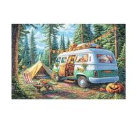 Camper Van Tent Pumpkin Forest Camping Leisure Life Puzzle 1000 Pezzi Giochi Da Tavolo Per Serate Divertimento in Gruppo Rilassamento E Convivialità Regalo Per Amici 1000 PCS