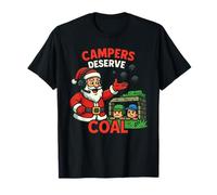 Campers Deserve Coal Funny Gamer Santa Christmas Maglietta