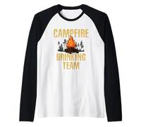 Campers Gift - Campfire Drinking Team Camping Outdoors Funny Maglia con Maniche Raglan