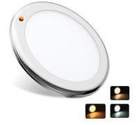camperxlite 3CCT-2700K/4000K/6000K Plafoniera LED 12V Camper, Ø18CM Alluminio Dimmerabile Lampada, 8W Ultrasottile Luce LED 12volt per Caravan Camion Barca Rimorchio Van