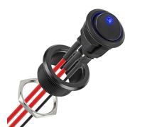 CamperXlite Interruttore a Pulsante Rotondo e a Bilanciere in Alluminio 20A, 3 Poli 12-24V con LED Blu, Cavo 14AWG per Camper, Barca, Camion, Nave, Rimorchio, Auto