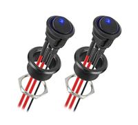 CamperXlite Interruttore a Pulsante Rotondo e a Bilanciere in Alluminio 20A, 3 Poli 12-24V con LED Blu, Cavo 14AWG per Camper, Barca, Camion, Nave, Rimorchio, Auto - 2 Pezzi
