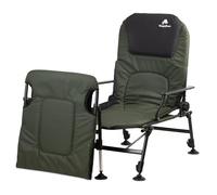 CampFeuer Sedia da Pesca 2 in 1 Verde Oliva | Sedia da Campeggio Regolabile in Altezza | Sedia da Carpa Pieghevole con poggiapiedi | Outdoor Travelchair per Campeggio, Tenda, Pesca