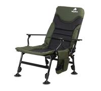 CampFeuer Sedia da Pesca con Borsa Nero Verde Oliva | Sedia da Campeggio Regolabile in Altezza | Sedia da Carpa Pieghevole | Outdoor Travelchair per Campeggio, Tenda, Pesca