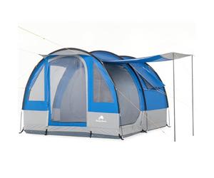 CampFeuer tenda Smart per 4 persone | Blu/grigio | Grande tenda tunnel con 3 ingressi, 2000 mm colonna d'acqua | Parete divisoria rimovibile | Tenda per gruppi, campeggi e famiglie