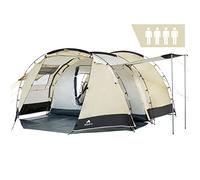 CampFeuer tenda super+ per 4 persone | Sabbia/nero | Grande tenda tunnel con 2 ingressi e tettoia, colonna d'acqua 3000 mm | Tenda per gruppi, per campeggio e per famiglie