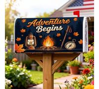 Campfire - Coperture magnetiche per cassetta postale, autunnale, rustica, con lanterna, bussola, blu navy, copertura per la decorazione del portico anteriore, 45,7 x 53,7 cm